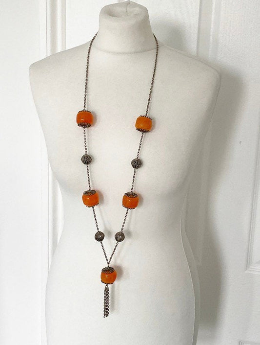 Vintage Eastern chunky beaded chain necklace