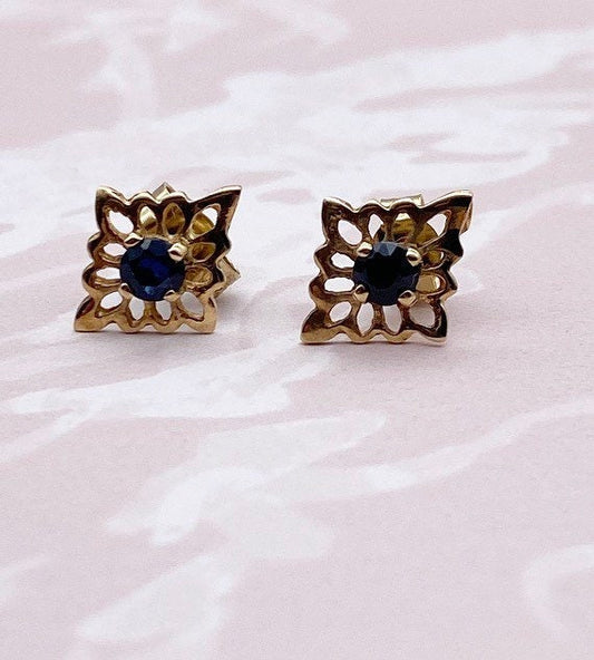 Vintage 9ct gold and sapphire stud earrings