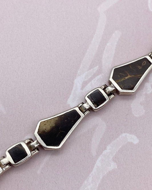 Vintage brown sterling silver link bracelet