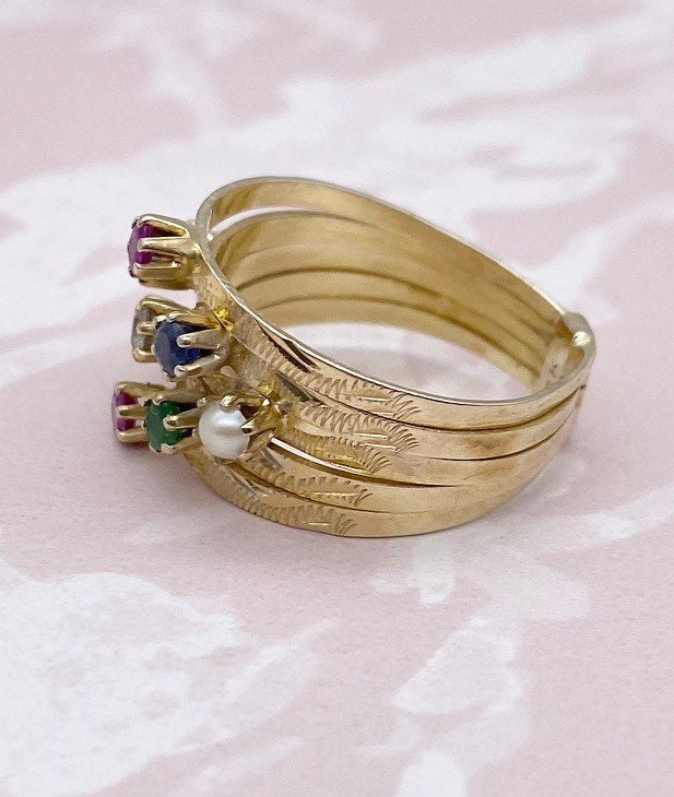 Antique 18ct gold multi stone gemstone ring