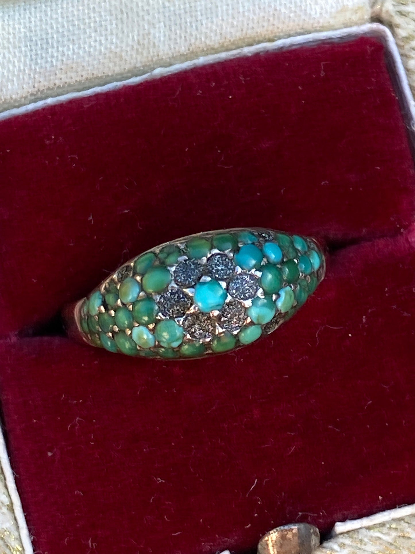 Antique 9ct gold turquoise ring size 0 1/2 7.50