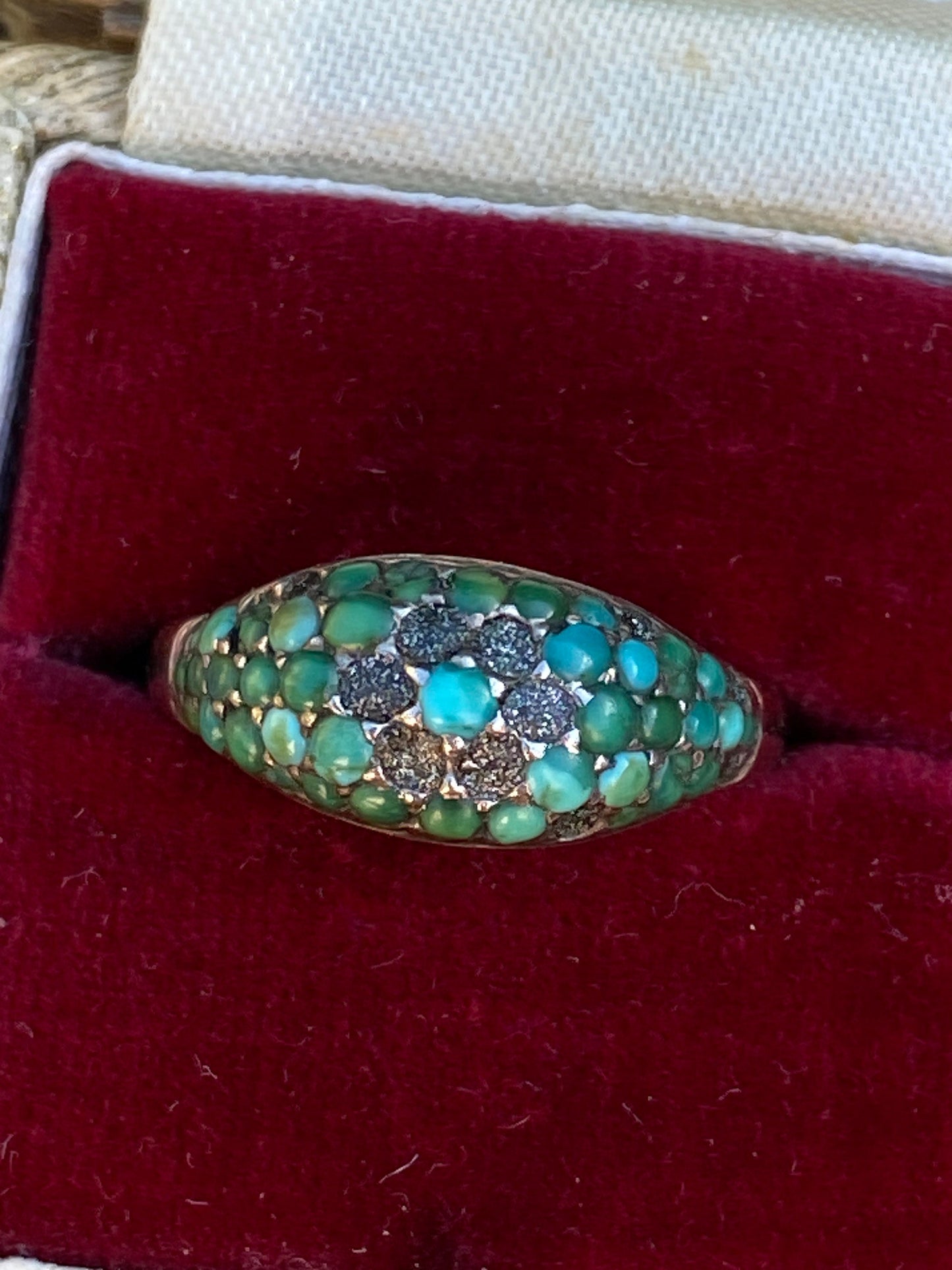 Antique 9ct gold turquoise ring size 0 1/2 7.50