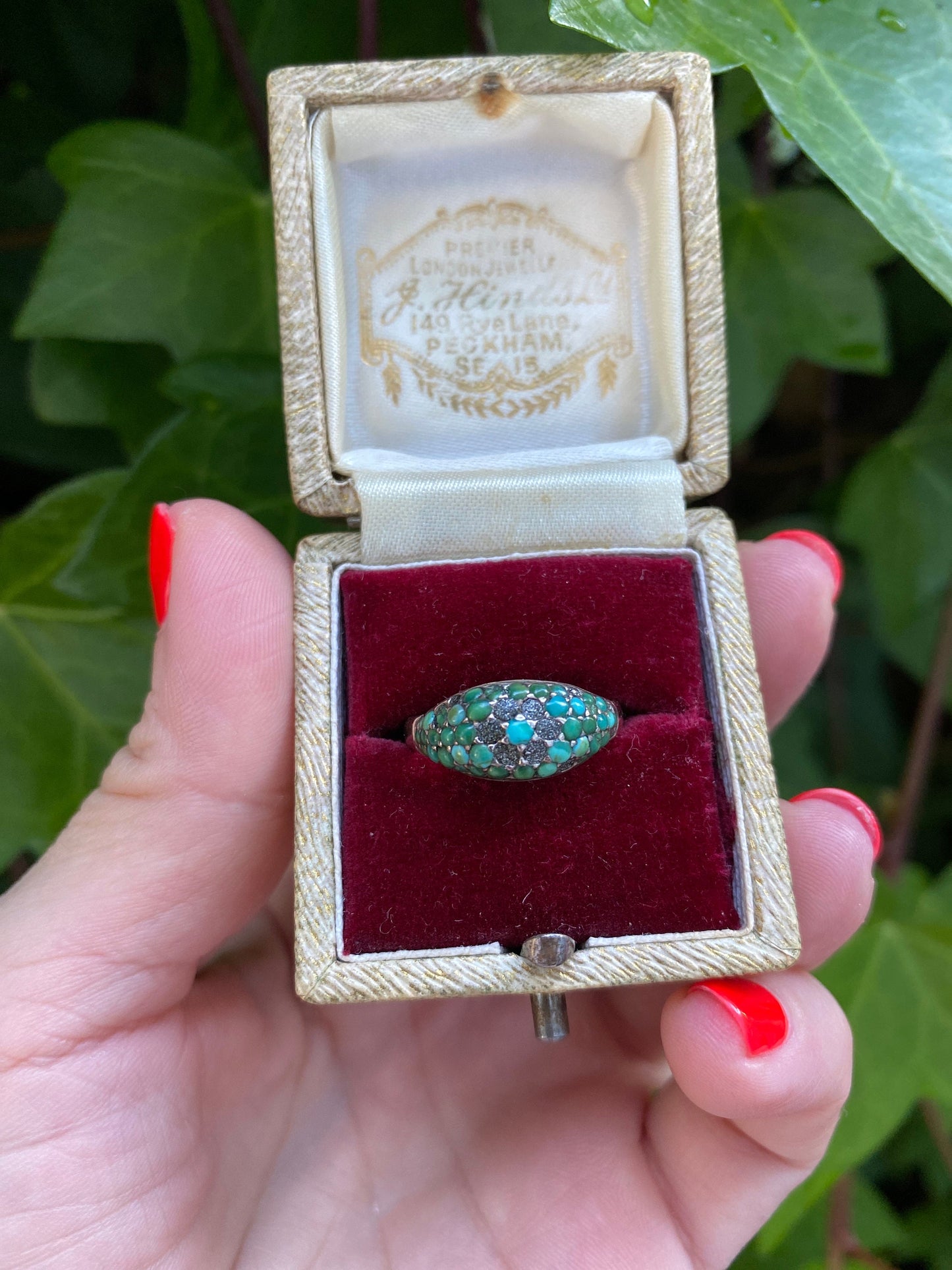 Antique 9ct gold turquoise ring size 0 1/2 7.50